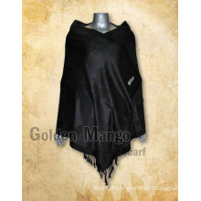 Black color jaquard viscose shawl